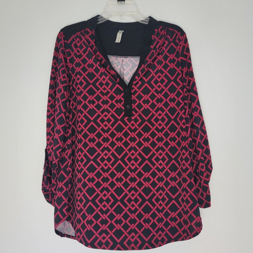 PerSeption Concept, L, Red and Black print shirt